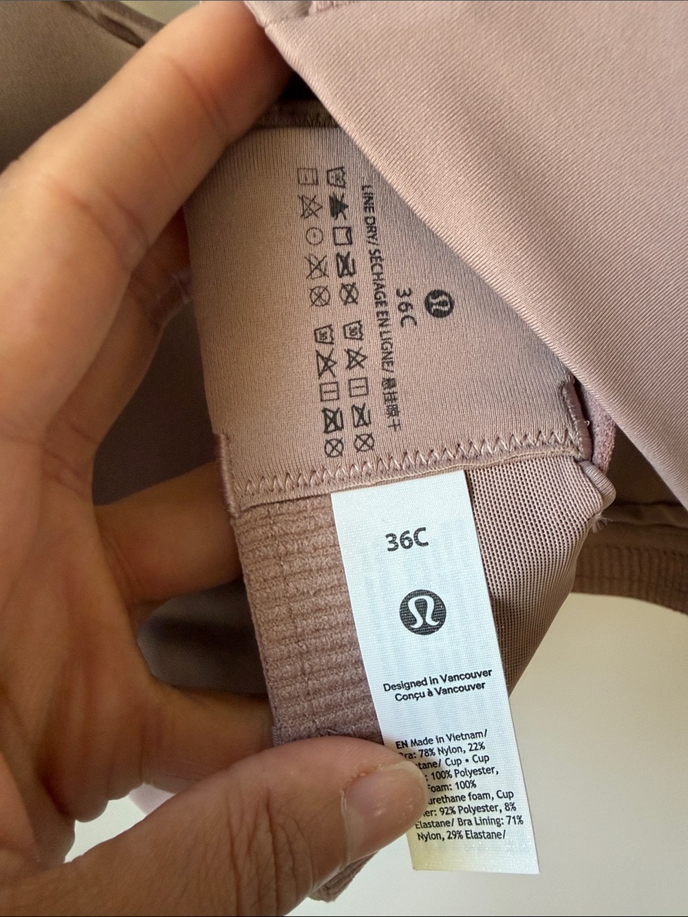 lululemon High Support Cross-Back Sports Bra - Mauve Pink Running Training - Picture 5 of 5